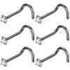 BLESSMYLOVE 6pcs 18g 2.5mm Clear CZ 316L Surgical Steel Black Nose Rings Screw Nose Nostrial Piercing Body Jewerly ScrewNose Studs for Women 18 gauge 2.5mm Cubic Zirconia Stainless Steel Nose Rings view 1