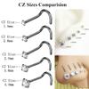 BLESSMYLOVE 6pcs 18g 2.5mm Clear CZ 316L Surgical Steel Black Nose Rings Screw Nose Nostrial Piercing Body Jewerly ScrewNose Studs for Women 18 gauge 2.5mm Cubic Zirconia Stainless Steel Nose Rings view 3