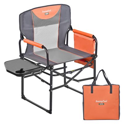 SUNNYFEEL Oversized Camping Directors Chair, Portable Folding Lawn Chairs for Adults Heavy Duty with Side Table,Pocket for Beach, Fishing,Picnic,Concert,TailgatingOutdoor Foldable Camp Chair