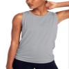 Bestisun Womens Athletic Tanks Tie Back Sports Shirts Mesh Yoga Clothing Exercise Active Tops Gray L view 2