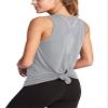 Bestisun Womens Athletic Tanks Tie Back Sports Shirts Mesh Yoga Clothing Exercise Active Tops Gray L view 3