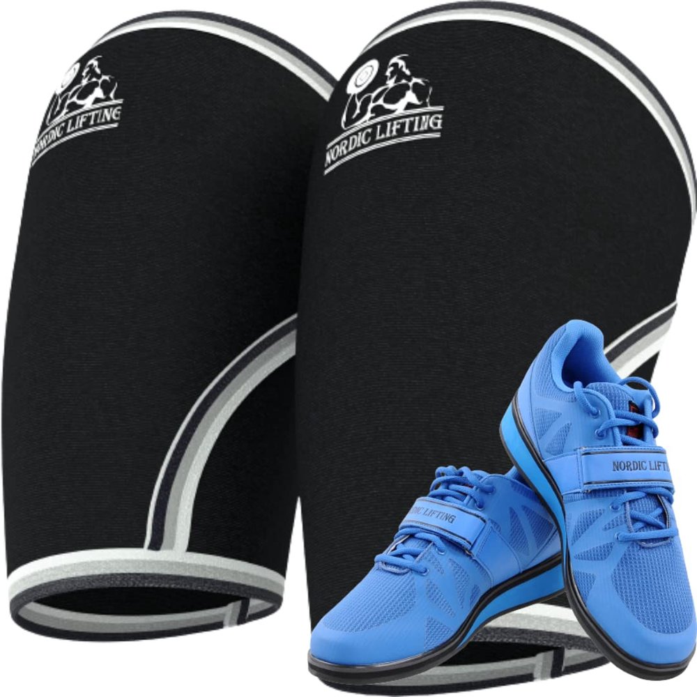 Nordic Lifting Elbow Sleeves XLarge Bundle with Shoes Megin Size 10.5 - Blue