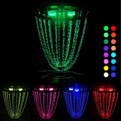 HIAARO LED Disc Golf Baskets Light 2 Pack with Magnetic Attachment, RF Remote Control, Waterproof, Multi Colored Adjustment Modes for Disc Golf Night Practice
