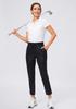 Soothfeel Women's Pants with 4 Pockets 7/8 Stretch High Waisted Sweatpants Travel Athletic Work Golf Pants for Women(Black Leopard, Large) view 3