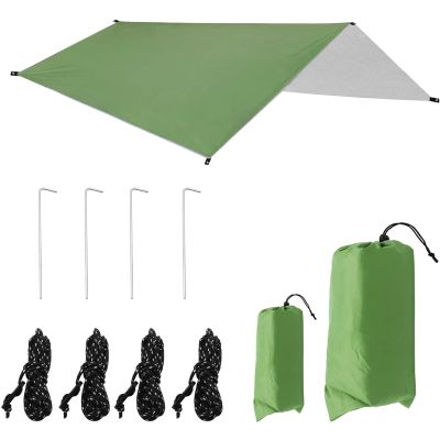 XIANGBINXUAN Tent Tarps Waterproof Camping Hammock Tarp, Premium Lightweight Waterproof Camping Shelter with Complete Accessories UV Protection Hammock Shelter for Hiking Picnic Outdoor (Green)