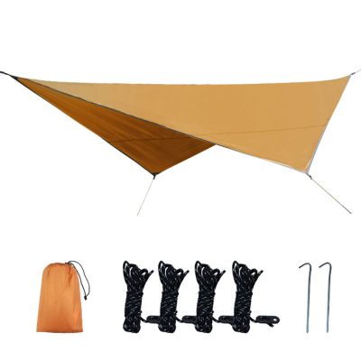 XIANGBINXUAN Tent Tarps Camping Waterproof and Lightweight Tent Tarp, Premium Tarp Tent Shelter UV Protection Lightweight PU 3000mm Waterproof Ripstop Fabric for Traveling Backpack (Orange Rhombus)