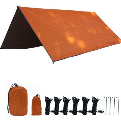 XIANGBINXUAN Tent Tarps Waterproof Camping Hammock Tarp, Premium Lightweight Waterproof Camping Shelter with Complete Accessories UV Protection Hammock Shelter for Hiking Picnic Outdoor (Orange)
