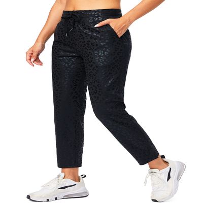 Soothfeel Women's Pants with 4 Pockets 7/8 Stretch High Waisted Sweatpants Travel Athletic Work Golf Pants for Women(Black Leopard, X-Small)