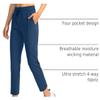Soothfeel Women's Pants with 4 Pockets 7/8 Stretch High Waisted Sweatpants Travel Athletic Work Golf Pants for Women(Dark Blue, Small) view 4