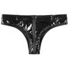 dPois Women's Shiny Latex Liquid Wet Look Zipper Crotch Hot Pants Booty Shorts Knickers Type B Black Medium view 4