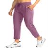 Soothfeel Women's Pants with 4 Pockets 7/8 Stretch High Waisted Sweatpants Travel Athletic Work Golf Pants for Women(Dark Pink, X-Large) view 1