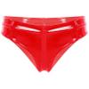 dPois Women's Shiny Latex Liquid Wet Look Zipper Crotch Hot Pants Booty Shorts Knickers Type B Red Medium view 3