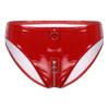 dPois Women's Shiny Latex Liquid Wet Look Zipper Crotch Hot Pants Booty Shorts Knickers Type A Red Small view 3
