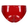 dPois Women's Shiny Latex Liquid Wet Look Zipper Crotch Hot Pants Booty Shorts Knickers Type A Red Small view 4