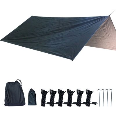 XIANGBINXUAN Tent Tarps Waterproof Camping Hammock Tarp, Premium Lightweight Waterproof Camping Shelter with Complete Accessories UV Protection Hammock Shelter for Hiking Picnic Outdoor (Black)