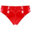 dPois Women's Shiny Latex Liquid Wet Look Zipper Crotch Hot Pants Booty Shorts Knickers Type B Red Large view 4