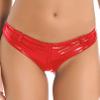 dPois Women's Shiny Latex Liquid Wet Look Zipper Crotch Hot Pants Booty Shorts Knickers Type B Red X-Large view 1