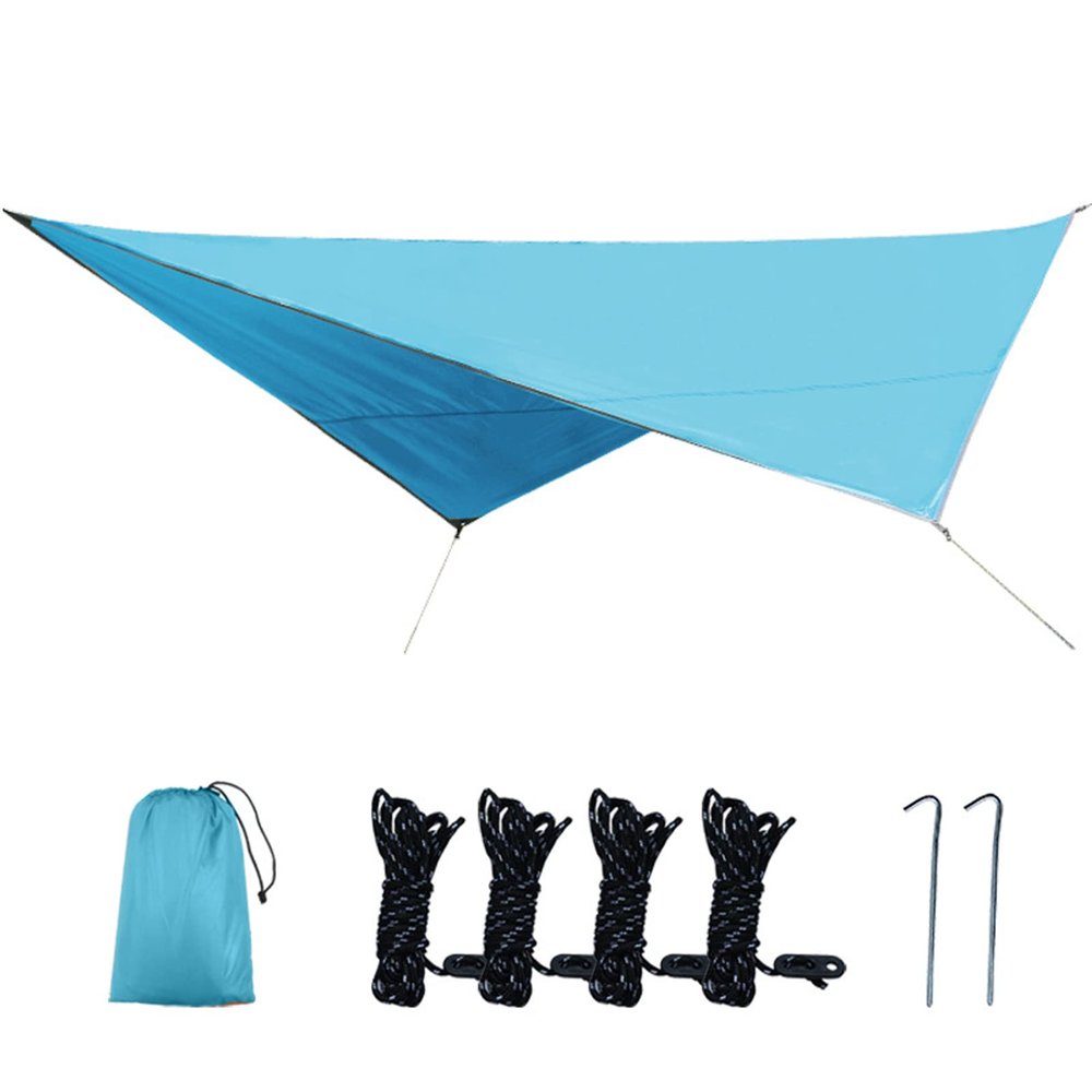 XIANGBINXUAN Tent Tarps Camping Waterproof and Lightweight Tent Tarp, Premium Tarp Tent Shelter UV Protection Lightweight PU 3000mm Waterproof Ripstop Fabric for Traveling Backpack (Blue Rhombus)