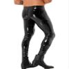 Freebily Men's Zipper Crotch Trousers Shiny Metallic PVC Leather Skinny Club Pants Leggings Black 4X-Large view 4