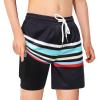 Boys Swim Trunks with Boxer Brief Liner Compression Swim Shorts Quick Dry Bathing Suit Swimwear 5-20 Years Black view 2