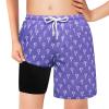Bobiano Boys Swim Trunks with Boxer Brief Liner Compression Swim Shorts Quick Dry Bathing Suit Swimwear 5-20 Years Purple view 1