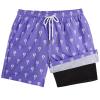 Bobiano Boys Swim Trunks with Boxer Brief Liner Compression Swim Shorts Quick Dry Bathing Suit Swimwear 5-20 Years Purple view 2
