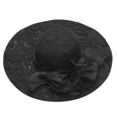 BCDlily Derby Hats for Women, Women's Organza Church Hats Lady Cocktail Tea Party Church Wedding Bridal Flower Hat Black