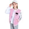 NICNZQI Kids Varsity Jacket Girls Bomber Jacket Baseball Jacket for Boys with Pocket Coat (Pink-Cat,10 Years,10 Years) view 2
