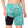 Boys Swim Trunks with Boxer Brief Liner Compression Swim Shorts Quick Dry Bathing Suit Swimwear 5-20 Years view 2