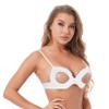 Lejafay Women's Lace Floral Hollow Out Open Nipples Bralette Wire-Free Unlined Bra Top Babydoll White D Small view 3