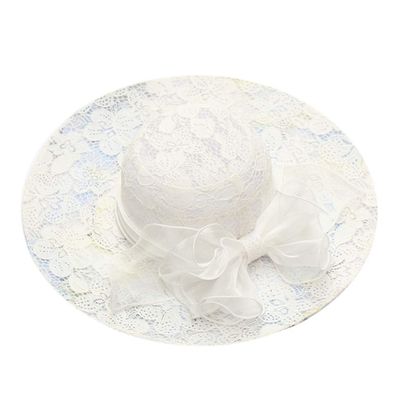 BCDlily Derby Hats for Women, Women's Organza Church Hats Lady Cocktail Tea Party Church Wedding Bridal Flower Hat White