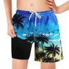 Boys Swim Trunks with Boxer Brief Liner Compression Swim Shorts Quick Dry Bathing Suit Swimwear 5-20 Years