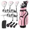 GYMAX Complete Golf Club Set for Women, 14 PCS Right Hand Golf Set with #1 Driver & #3 Fairway & #4 Hybrid & #6/#7/#8/#9/#P Irons, Putter & Head Covers, Ladies Golf Clubs Full Set (Pink) view 1