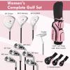 GYMAX Complete Golf Club Set for Women, 14 PCS Right Hand Golf Set with #1 Driver & #3 Fairway & #4 Hybrid & #6/#7/#8/#9/#P Irons, Putter & Head Covers, Ladies Golf Clubs Full Set (Pink) view 3