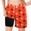 Bobiano Boys Swim Trunks with Boxer Brief Liner Compression Swim Shorts Quick Dry Bathing Suit Swimwear 5-20 Years Orange