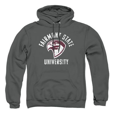 Fairmont State University Official Falcons Logo Unisex Adult Pull-Over Hoodie,Charcoal, Medium