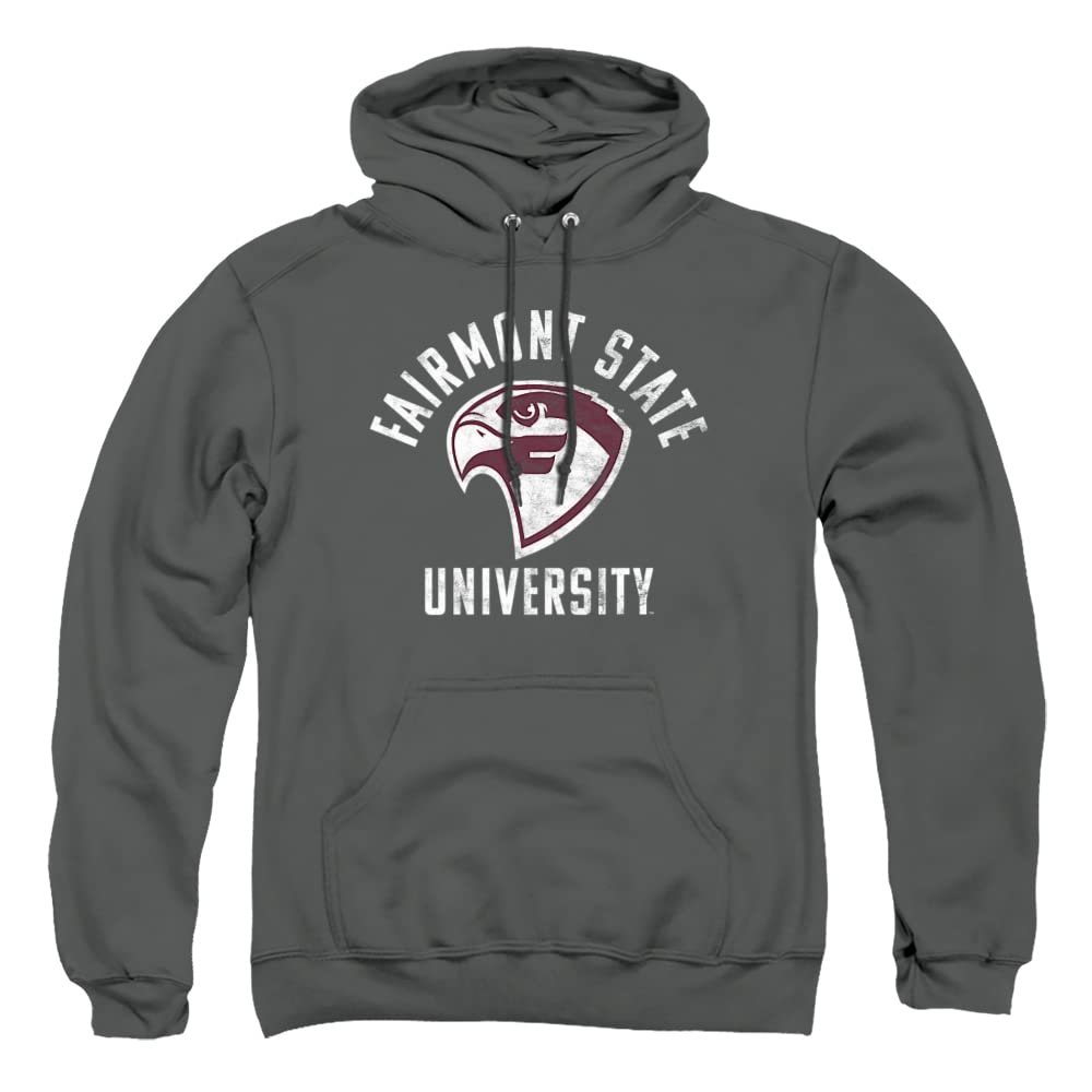 Fairmont State University Official Falcons Logo Unisex Adult Pull-Over Hoodie,Charcoal, Medium