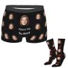 Custom Men's Boxer Briefs with Girlfriend Wife Women's Pet Photo Face and Customized Socks 16 inch, Personalized Underwear Underpants Funny Gifts for Men Husband Boyfriend Fathers Day Christmas view 1
