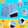 Bobiano Boys Swim Trunks with Boxer Brief Liner Compression Swim Shorts Quick Dry Bathing Suit Swimwear 5-20 Years Blue Flamingo view 3
