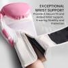 Boxing Gloves Women Punching Sparring Kickboxing MMA Training Heavy Bag Glove Pink White Rosy Black Leather for 8 10 12 14 oz for Womens(Pink&White, 14 oz) view 4