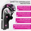 Boxing Gloves Women Punching Sparring Kickboxing MMA Training Heavy Bag Glove Pink White Rosy Black Leather for 8 10 12 14 oz for Womens(Black Printed, 8 oz) view 3