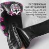 Boxing Gloves Women Punching Sparring Kickboxing MMA Training Heavy Bag Glove Pink White Rosy Black Leather for 8 10 12 14 oz for Womens(Black Printed, 8 oz) view 4