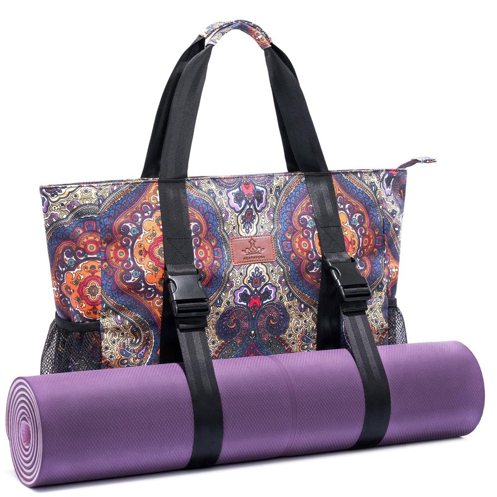 Heathyoga Multi-Functional Yoga Mat Carrier with Large Pocket, Gym Bag for Women