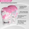 Boxing Gloves Women Punching Sparring Kickboxing MMA Training Heavy Bag Glove Pink White Rosy Black Leather for 8 10 12 14 oz for Womens(Pink&White, 8 oz) view 2
