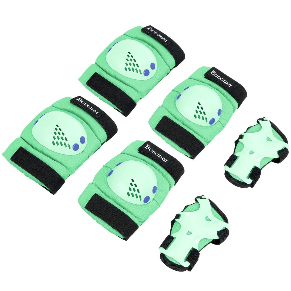 BOSONER Kids Knee Pads Set for 3-15 Year, Knee Elbow Pads and Wrist Guards for Boys/Girls, Child Protective Gear for Biking, Skating, Skateboarding, Roller Skating, Cycling, Scooter