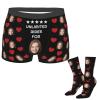 Custom Men's Boxer Briefs with Girlfriend Wife Women's Pet Photo Face and Customized Socks 16 inch, Personalized Underwear Underpants Funny Gifts for Men Husband Boyfriend Fathers Day Christmas view 1