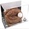 Better Display Cases Acrylic Catchers Glove Display Case with Mirror, Silver Risers and Mirror Base (A011/V16) view 1