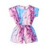AnFeng Girls Ruffle Sleeve Jumpsuit Long Romper Jumpsuit Trousers Clothes Outfits Elastic Waisted Shorts (Purple, 6-7 Years) view 2
