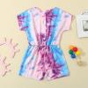 AnFeng Girls Ruffle Sleeve Jumpsuit Long Romper Jumpsuit Trousers Clothes Outfits Elastic Waisted Shorts (Purple, 6-7 Years) view 4