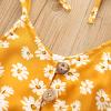 AnFeng Little Girls Ruffle Romper Summer Outfits Clothes Off Shoulder Floral Print Jumpsuits Elastic (Yellow, 18-24 Months) view 4